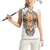 Hawaiian Kakau Women Sleeveless Polo Shirt Aquaman Tattoo Reveal Effect