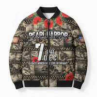 Pearl Harbor Remembrance Day Personalized Bomber Puffer Jacket Memories of December 7 with Red Poppy Lei - Polynesian Pride