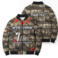 Pearl Harbor Remembrance Day Personalized Bomber Puffer Jacket Memories of December 7 with Red Poppy Lei - Polynesian Pride