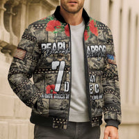 Pearl Harbor Remembrance Day Personalized Bomber Puffer Jacket Memories of December 7 with Red Poppy Lei - Polynesian Pride