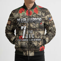 Pearl Harbor Remembrance Day Personalized Bomber Puffer Jacket Memories of December 7 with Red Poppy Lei - Polynesian Pride