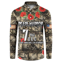 Pearl Harbor Remembrance Day Personalized Button Sweatshirt Memories of December 7 with Red Poppy Lei - Polynesian Pride