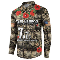 Pearl Harbor Remembrance Day Personalized Button Sweatshirt Memories of December 7 with Red Poppy Lei - Polynesian Pride
