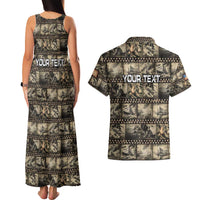Pearl Harbor Remembrance Day Personalized Couples Matching Tank Maxi Dress and Hawaiian Shirt Memories of December 7 with Red Poppy Lei - Polynesian Pride