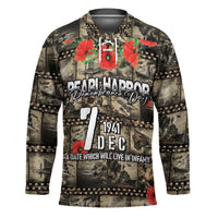 Pearl Harbor Remembrance Day Personalized Hockey Jersey Memories of December 7 with Red Poppy Lei LT03 Unisex Beige - Polynesian Pride