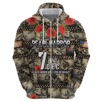 Pearl Harbor Remembrance Day Personalized Hoodie Memories of December 7 with Red Poppy Lei - Polynesian Pride