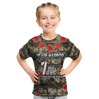 Pearl Harbor Remembrance Day Personalized Kid T Shirt Memories of December 7 with Red Poppy Lei LT03 Beige - Polynesian Pride