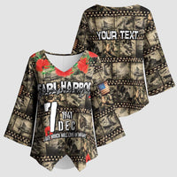 Pearl Harbor Remembrance Day Personalized Kimono Sleeve Blouse Memories of December 7 with Red Poppy Lei - Polynesian Pride