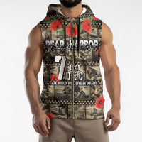 Pearl Harbor Remembrance Day Personalized Sleeveless Zip Hoodie Memories of December 7 with Red Poppy Lei LT03 - Polynesian Pride