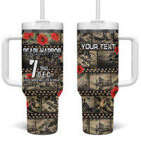 Pearl Harbor Remembrance Day Personalized Tumbler With Handle Memories of December 7 with Red Poppy Lei LT03 One Size: 40 oz Beige - Polynesian Pride