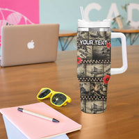 Pearl Harbor Remembrance Day Personalized Tumbler With Handle Memories of December 7 with Red Poppy Lei LT03 - Polynesian Pride