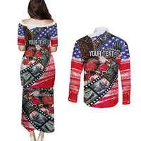 Pearl Harbor Remembrance Day Personalized Couples Matching Puletasi and Long Sleeve Button Shirt Lest We Forget - The Bald Eagle Remembers - Polynesian Pride