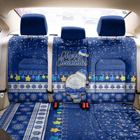 Palau Christmas Back Car Seat Cover Snowman Hugs Palau Coat of Arms Maori Pattern Blue Style LT03 - Polynesian Pride