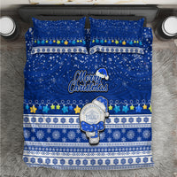 Palau Christmas Bedding Set Snowman Hugs Palau Coat of Arms Maori Pattern Blue Style LT03 Blue - Polynesian Pride