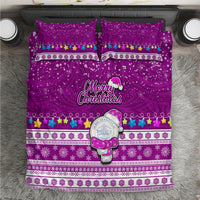 Palau Christmas Bedding Set Snowman Hugs Palau Coat of Arms Maori Pattern Pink Style LT03 Pink - Polynesian Pride