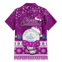 Palau Christmas Family Matching Mermaid Dress and Hawaiian Shirt Snowman Hugs Palau Coat of Arms Maori Pattern Pink Style LT03 - Polynesian Pride