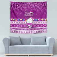 Palau Christmas Tapestry Snowman Hugs Palau Coat of Arms Maori Pattern Pink Style LT03 - Polynesian Pride