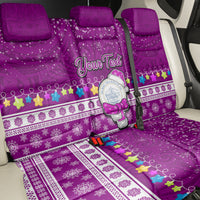 Personalised Palau Christmas Back Car Seat Cover Snowman Hugs Palau Coat of Arms Maori Pattern Pink Style LT03 - Polynesian Pride