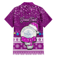 Personalised Palau Christmas Hawaiian Shirt Snowman Hugs Palau Coat of Arms Maori Pattern Pink Style LT03 - Polynesian Pride
