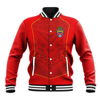 Custom Mate Ma'a Tonga Rugby Baseball Jacket Ngatu Tribal Motifs Sporty Style - Polynesian Pride