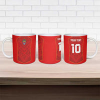 Custom Mate Ma'a Tonga Rugby Ceramic Mug Ngatu Tribal Motifs Sporty Style - Polynesian Pride