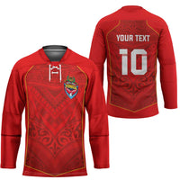 Custom Mate Ma'a Tonga Rugby Hockey Jersey Ngatu Tribal Motifs Sporty Style - Polynesian Pride