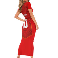 Custom Mate Ma'a Tonga Rugby Short Sleeve Bodycon Dress Ngatu Tribal Motifs Sporty Style - Polynesian Pride