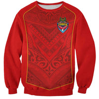 Custom Mate Ma'a Tonga Rugby Sweatshirt Ngatu Tribal Motifs Sporty Style - Polynesian Pride