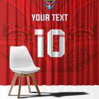 Custom Mate Ma'a Tonga Rugby Window Curtain Ngatu Tribal Motifs Sporty Style - Polynesian Pride