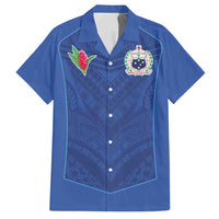 Custom Samoa Rugby Family Matching Off Shoulder Maxi Dress and Hawaiian Shirt Tatau Tribal Motifs Sporty Style - Polynesian Pride