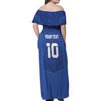 Custom Samoa Rugby Family Matching Off Shoulder Maxi Dress and Hawaiian Shirt Tatau Tribal Motifs Sporty Style - Polynesian Pride