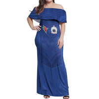 Custom Samoa Rugby Off Shoulder Maxi Dress Tatau Tribal Motifs Sporty Style - Polynesian Pride