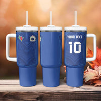 Custom Samoa Rugby Tumbler With Handle Tatau Tribal Motifs Sporty Style - Polynesian Pride