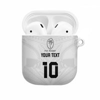 Custom Fiji Rugby AirPods Case Tapa Tribal Motifs Sporty Style LT03 White - Polynesian Pride