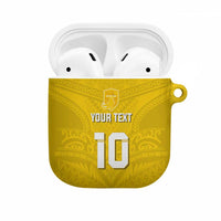 Custom Niue Rugby AirPods Case Hiapo Tribal Motifs Sporty Style LT03 Yellow - Polynesian Pride