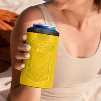Custom Niue Rugby 4 in 1 Can Cooler Tumbler Hiapo Tribal Motifs Sporty Style - Polynesian Pride