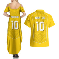 Custom Niue Rugby Couples Matching Summer Maxi Dress and Hawaiian Shirt Hiapo Tribal Motifs Sporty Style - Polynesian Pride