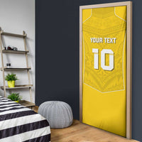 Custom Niue Rugby Door Cover Hiapo Tribal Motifs Sporty Style - Polynesian Pride