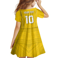 Custom Niue Rugby Family Matching Off The Shoulder Long Sleeve Dress and Hawaiian Shirt Hiapo Tribal Motifs Sporty Style - Polynesian Pride
