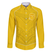 Custom Niue Rugby Family Matching Off The Shoulder Long Sleeve Dress and Hawaiian Shirt Hiapo Tribal Motifs Sporty Style - Polynesian Pride