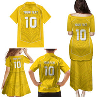 Custom Niue Rugby Family Matching Puletasi and Hawaiian Shirt Hiapo Tribal Motifs Sporty Style - Polynesian Pride