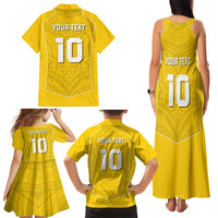 Custom Niue Rugby Family Matching Tank Maxi Dress and Hawaiian Shirt Hiapo Tribal Motifs Sporty Style - Polynesian Pride