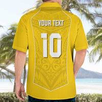 Custom Niue Rugby Hawaiian Shirt Hiapo Tribal Motifs Sporty Style - Polynesian Pride