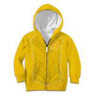 Custom Niue Rugby Kid Hoodie Hiapo Tribal Motifs Sporty Style - Polynesian Pride