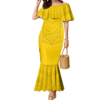 Custom Niue Rugby Mermaid Dress Hiapo Tribal Motifs Sporty Style - Polynesian Pride