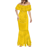 Custom Niue Rugby Mermaid Dress Hiapo Tribal Motifs Sporty Style - Polynesian Pride