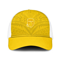 Niue Rugby Mesh Trucker Cap Hiapo Tribal Motifs Sporty Style - Polynesian Pride