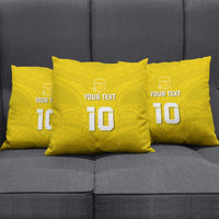 Custom Niue Rugby Pillow Cover Hiapo Tribal Motifs Sporty Style - Polynesian Pride