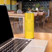 Custom Niue Rugby Skinny Tumbler Hiapo Tribal Motifs Sporty Style - Polynesian Pride