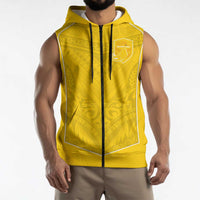 Custom Niue Rugby Sleeveless Zip Hoodie Hiapo Tribal Motifs Sporty Style LT03 - Polynesian Pride